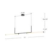 Kuzco Vesper 73in 1-Light LED Linear Pendant | Industrial Black Aluminum and Frosted Acrylic | Kitchen Island & Dining Table | Model LP73073-BK