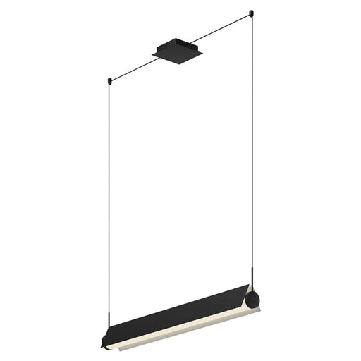 Kuzco Phoenix 36in 1-Light LED Linear Pendant | Industrial Black and White Aluminum and Opal Glass | Kitchen Island & Dining | Model LP73536-BK-WH