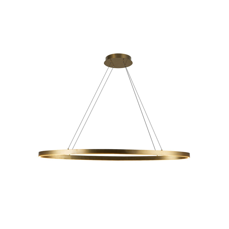 Kuzco Ovale 40in LED Linear Pendant | Modern Brushed Gold Aluminum and White Silicone Diffuser | Kitchen Island & Dining Room | Model LP79140-BG