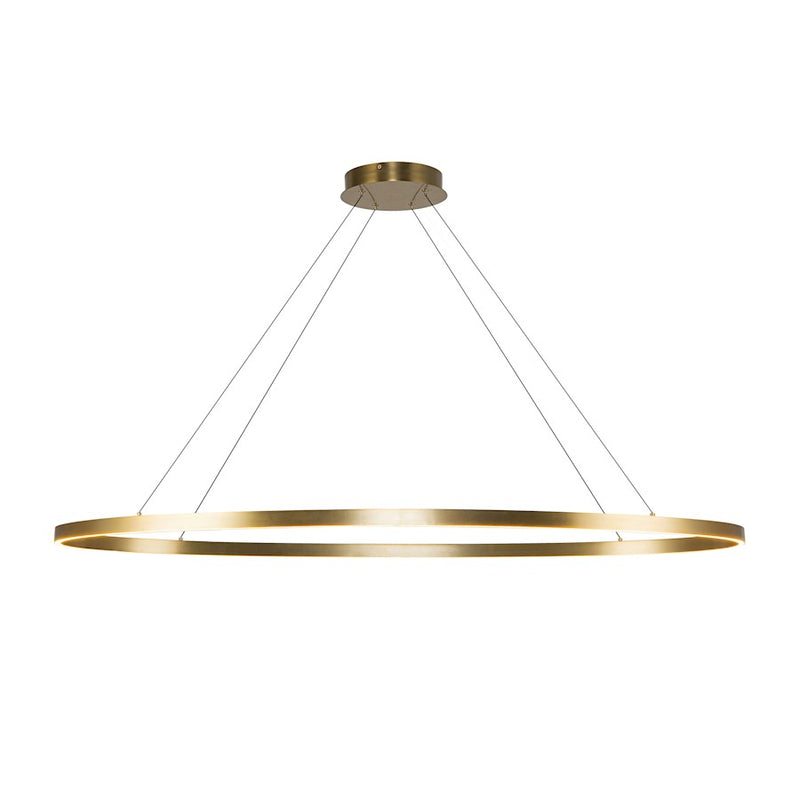 Kuzco Ovale 27in LED Linear Pendant | Brushed Gold Aluminum and White Silicone Diffuser | Kitchen Island & Dining Room | 2810lm | Model LP79153-BG