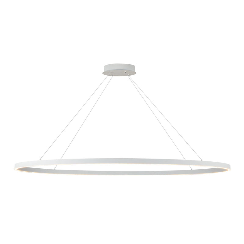 Kuzco Ovale 27in 1-Light LED Linear Pendant | Modern White Aluminum and White Silicone Diffuser | Kitchen Island & Dining Room | Model LP79153-WH