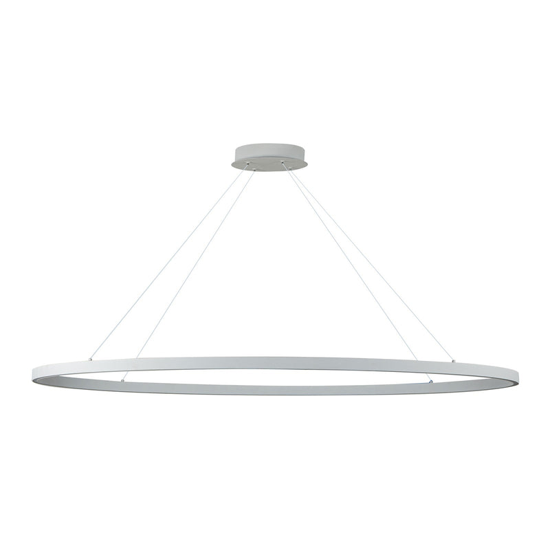 Kuzco Ovale 27in 1-Light LED Linear Pendant | Modern White Aluminum and White Silicone Diffuser | Kitchen Island & Dining Room | Model LP79153-WH