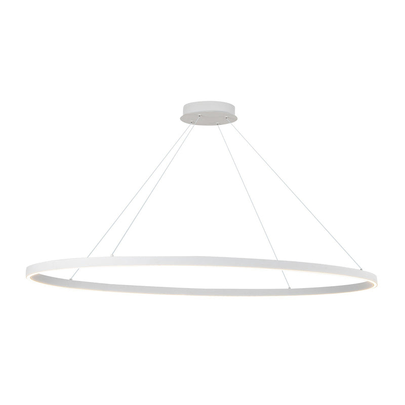 Kuzco Ovale 27in 1-Light LED Linear Pendant | Modern White Aluminum and White Silicone Diffuser | Kitchen Island & Dining Room | Model LP79153-WH