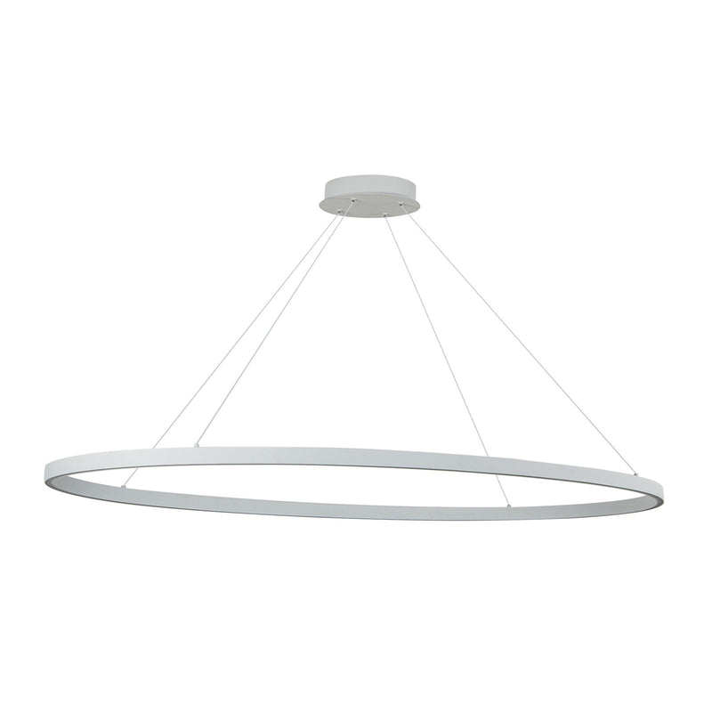 Kuzco Ovale 27in 1-Light LED Linear Pendant | Modern White Aluminum and White Silicone Diffuser | Kitchen Island & Dining Room | Model LP79153-WH