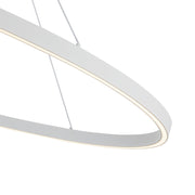 Kuzco Ovale 27in 1-Light LED Linear Pendant | Modern White Aluminum and White Silicone Diffuser | Kitchen Island & Dining Room | Model LP79153-WH
