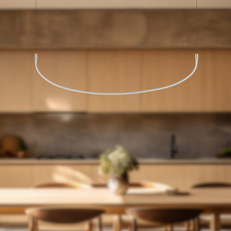 Kuzco Talis 48in 1-Light LED Linear Pendant | Modern Brushed Nickel | Kitchen Island & Dining Room | 47.25 x 0.88 x 11.75 in | Model LP89048-BN