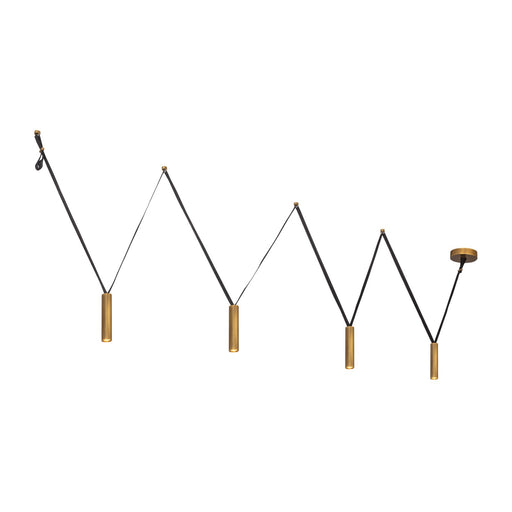 Kuzco Mason 4in LED Linear Pendant | Modern Vintage Brass Aluminum and Glass Diffuser | Kitchen Island & Dining Room | 2720lm | Model LP90404-VB