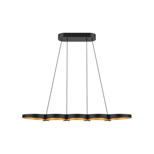 Kuzco Maestro 38in LED Linear Pendant | Modern Black and Gold Metal with Frosted PC Diffuser | Kitchen Island & Dining Room | Model LP90838-BK-GD