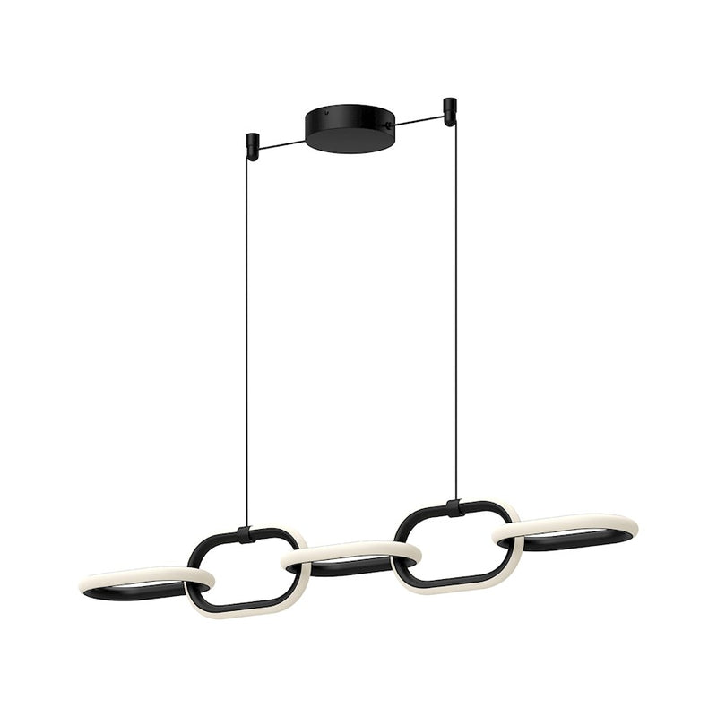Kuzco Airen 36in 1-Light LED Linear Pendant | Modern Black and White Silicone Diffuser | Kitchen Island & Dining Room | Model LP92636-BK