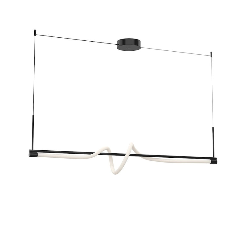 Kuzco Cursive 54in LED Linear Pendant | Modern Black Metal and Frosted Acrylic Diffuser | Kitchen Island & Dining Room | 2625lm | Model LP95354-BK