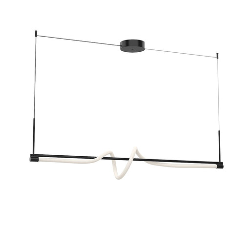 Kuzco Cursive 54in LED Linear Pendant | Modern Black Metal and Frosted Acrylic Diffuser | Kitchen Island & Dining Room | 2625lm | Model LP95354-BK