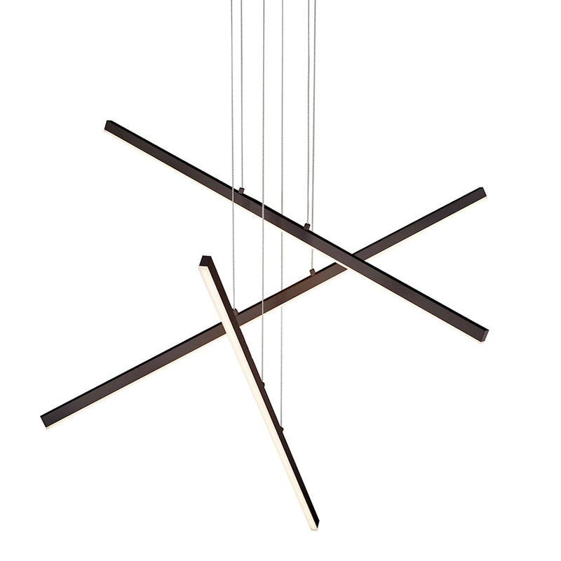 Kuzco Vega 45in 3-Light LED Linear Pendant | Industrial Black and White Acrylic Diffuser | Kitchen Island & Dining Room | Model MP10303-BK