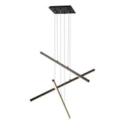 Kuzco Vega 45in 3-Light LED Linear Pendant | Industrial Black and White Acrylic Diffuser | Kitchen Island & Dining Room | Model MP10303-BK