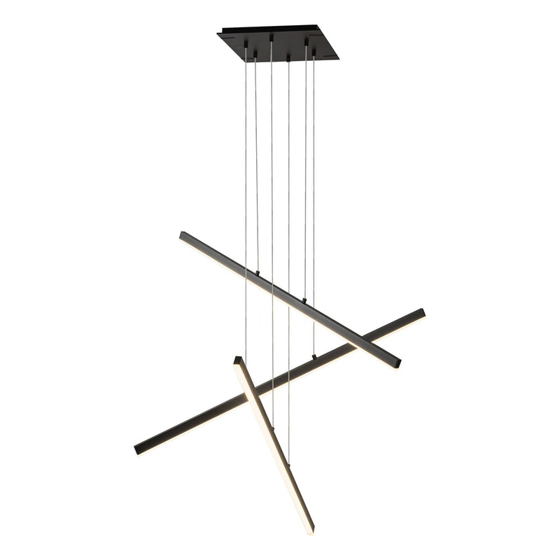 Kuzco Vega 45in 3-Light LED Linear Pendant | Industrial Black and White Acrylic Diffuser | Kitchen Island & Dining Room | Model MP10303-BK