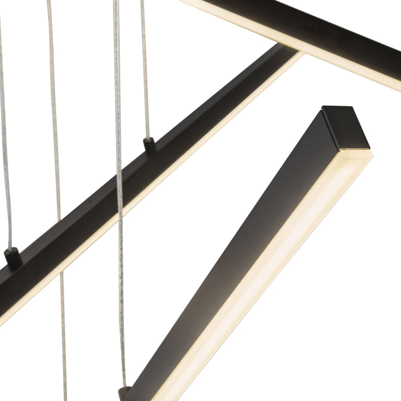 Kuzco Vega 45in 3-Light LED Linear Pendant | Industrial Black and White Acrylic Diffuser | Kitchen Island & Dining Room | Model MP10303-BK