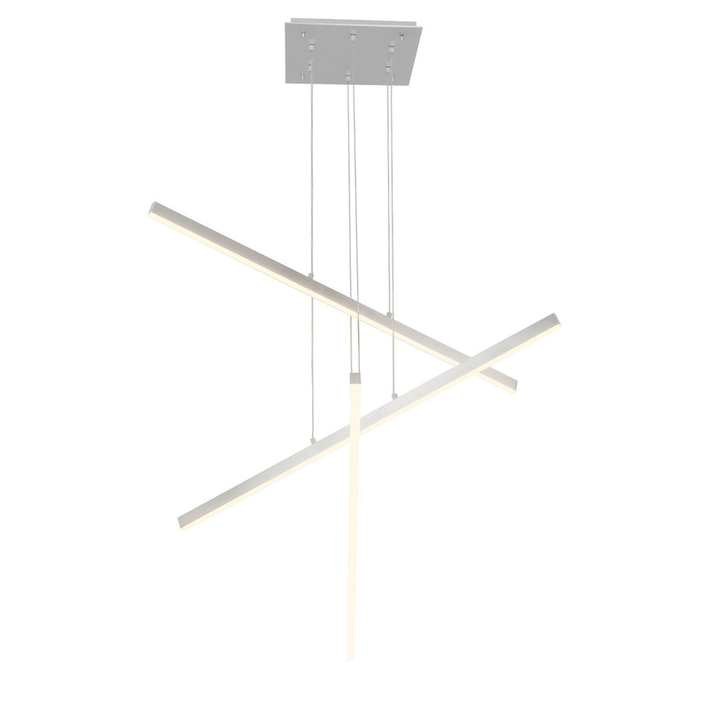 Kuzco Vega 45in 3-Head LED Multi Pendant | Brushed Nickel and White Acrylic Diffuser | Kitchen Island & Dining Room | Model MP10303-BN