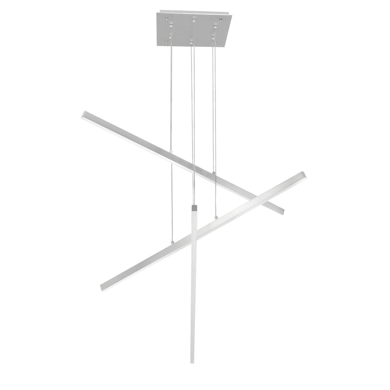 Kuzco Vega 45in 3-Head LED Multi Pendant | Brushed Nickel and White Acrylic Diffuser | Kitchen Island & Dining Room | Model MP10303-BN