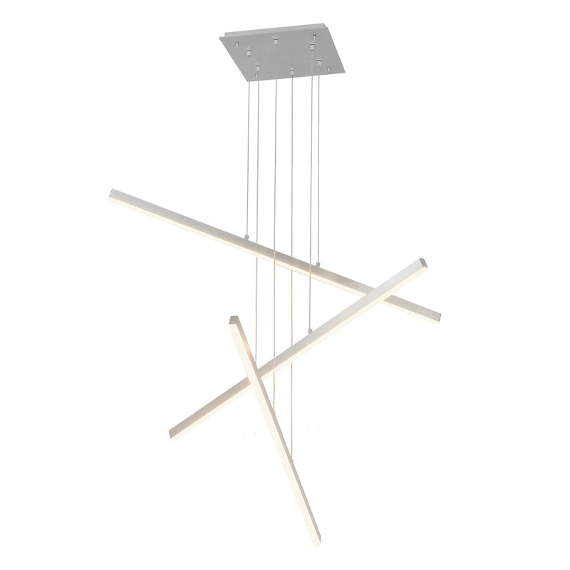 Kuzco Vega 45in 3-Head LED Multi Pendant | Brushed Nickel and White Acrylic Diffuser | Kitchen Island & Dining Room | Model MP10303-BN