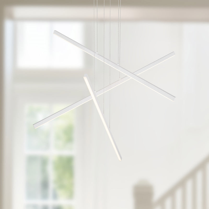 Kuzco Vega 45in 3-Light LED Linear Pendant | Modern White and White Acrylic Diffuser | Kitchen Island & Dining Room | Model MP10303-WH