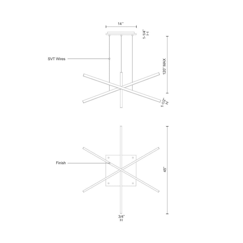 Kuzco Vega 45in 3-Light LED Linear Pendant | Modern White and White Acrylic Diffuser | Kitchen Island & Dining Room | Model MP10303-WH