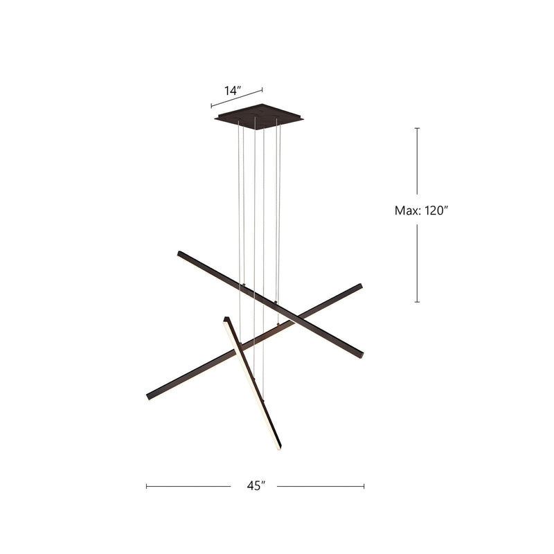 Kuzco Vega 45in 3-Light LED Linear Pendant | Modern White and White Acrylic Diffuser | Kitchen Island & Dining Room | Model MP10303-WH