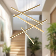 Kuzco Vega 45in 5-Head LED Multi Pendant | Brushed Gold Aluminum and White Acrylic | Dining Room & Foyer Linear Light | 11980lm | Model MP10305-BG