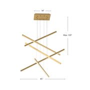 Kuzco Vega 45in 5-Head LED Multi Pendant | Brushed Gold Aluminum and White Acrylic | Dining Room & Foyer Linear Light | 11980lm | Model MP10305-BG