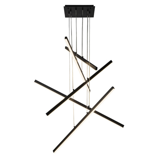 Kuzco Vega 45in 5-Light LED Linear Pendant | Industrial Black and White Acrylic Diffuser | Kitchen Island & Dining Room | 11980lm | Model MP10305-BK