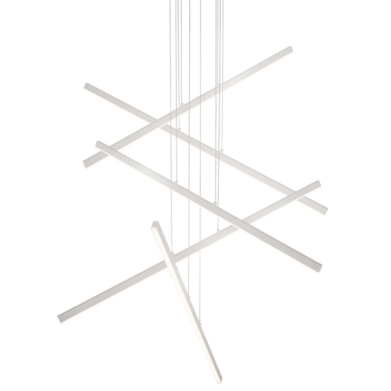 Kuzco Vega 45in 5-Light LED Linear Pendant | Brushed Nickel and White Acrylic Diffuser | Kitchen Island & Dining Room | Model MP10305-BN