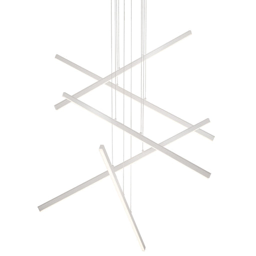 Kuzco Vega 45in 5-Light LED Linear Pendant | Brushed Nickel and White Acrylic Diffuser | Kitchen Island & Dining Room | Model MP10305-BN