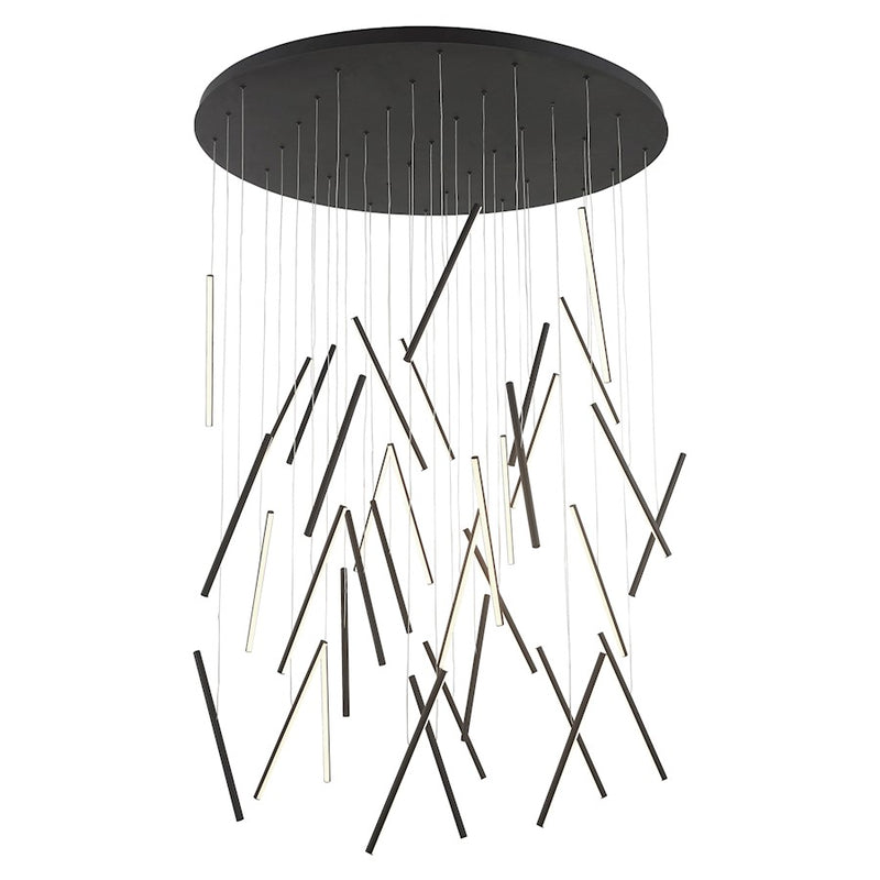 Kuzco Chute 50in LED Multi Pendant | Modern Black Aluminum and White Acrylic Diffuser | Kitchen Island & Dining Room | Model MP14850-BK