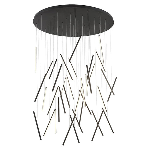 Kuzco Chute 50in LED Multi Pendant | Modern Black Aluminum and White Acrylic Diffuser | Kitchen Island & Dining Room | Model MP14850-BK