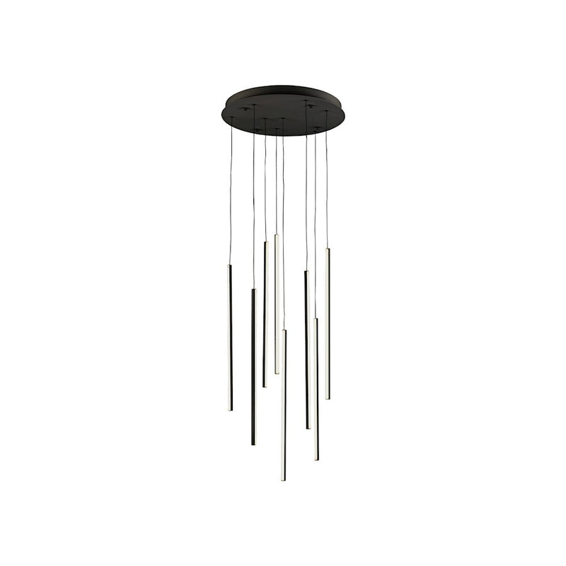 Kuzco Chute 19in 8-Light LED Multi-Pendant | Modern Black and White Acrylic Diffuser | Living Room & Open Plan | 21.62 x 19 in | Model MP14919-BK