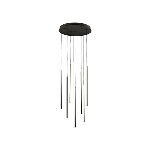 Kuzco Chute 19in 8-Light LED Multi-Pendant | Modern Black and White Acrylic Diffuser | Living Room & Open Plan | 21.62 x 19 in | Model MP14919-BK