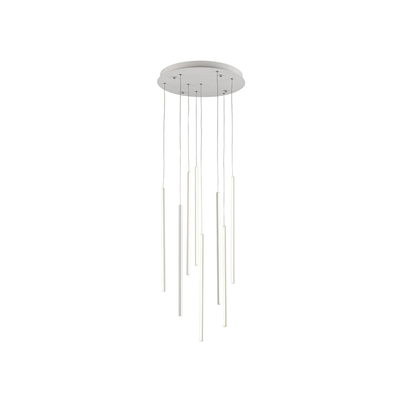 Kuzco Chute 19in 8-Light LED Multi Pendant | White Powder-Coated Aluminum with Opal Acrylic Diffuser | Kitchen Island & Dining | Model MP14919-WH