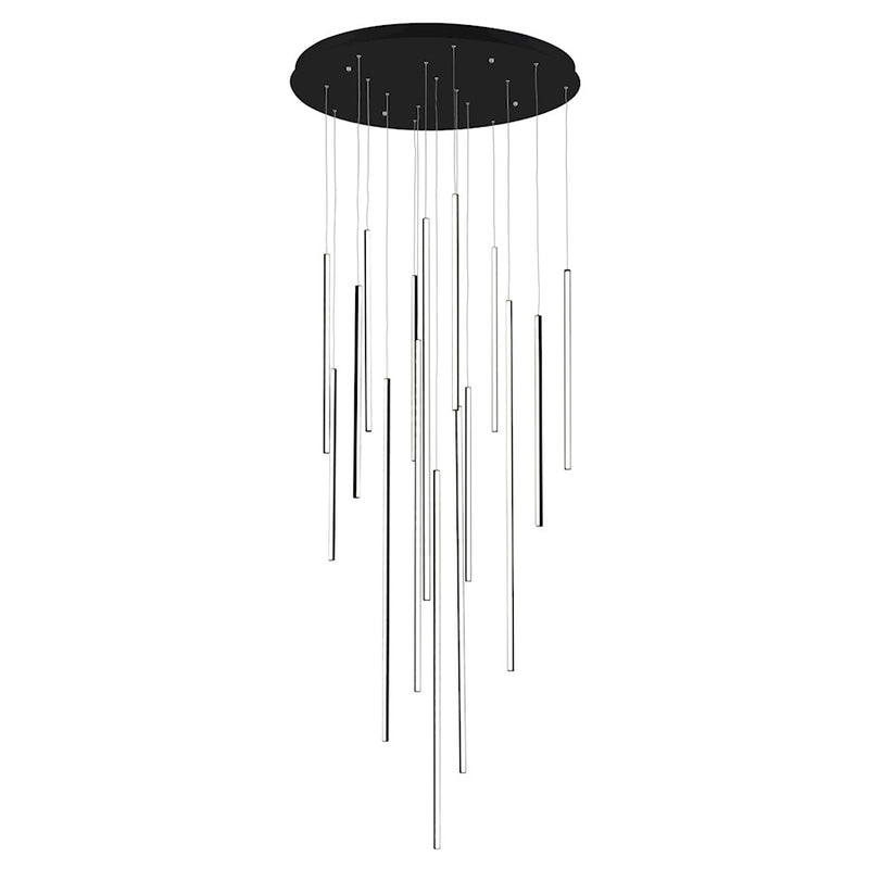 Kuzco Chute 31.5in 16-Head LED Multi-Pendant | Black Aluminum and White Acrylic Diffuser | Living Room & Dining Room | 13325lm | Model MP14932-BK