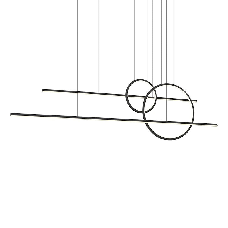 Kuzco Chute Calypso 56in LED Multi-Pendant | Industrial Black and White Acrylic Diffuser | Kitchen Island & Dining Room | Model MP14956-BK