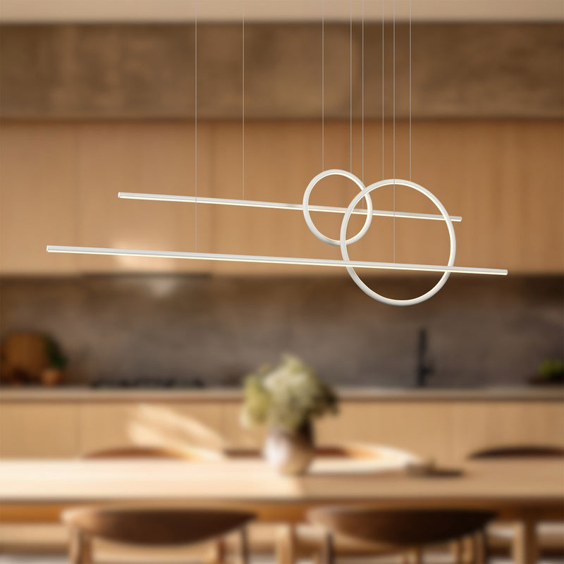 Kuzco Chute Calypso 56in 72W LED Multi Pendant | Modern White Aluminum and White Acrylic Diffuser | Kitchen Island & Dining Room | Model MP14956-WH