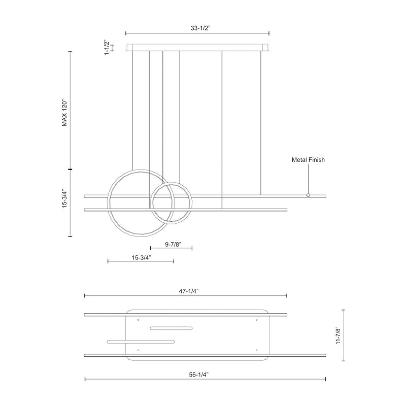 Kuzco Chute Calypso 56in 72W LED Multi Pendant | Modern White Aluminum and White Acrylic Diffuser | Kitchen Island & Dining Room | Model MP14956-WH