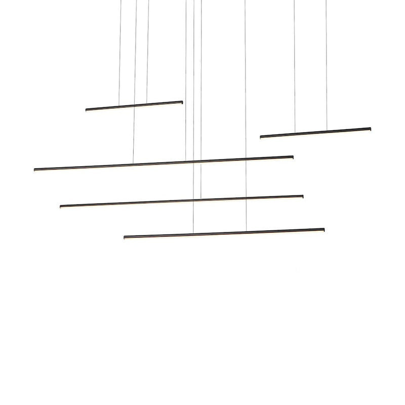 Kuzco Chute Motion 60in LED Multi Pendant | Industrial Black Aluminum and White Acrylic Diffuser | Kitchen Island & Dining Room | Model MP14960-BK