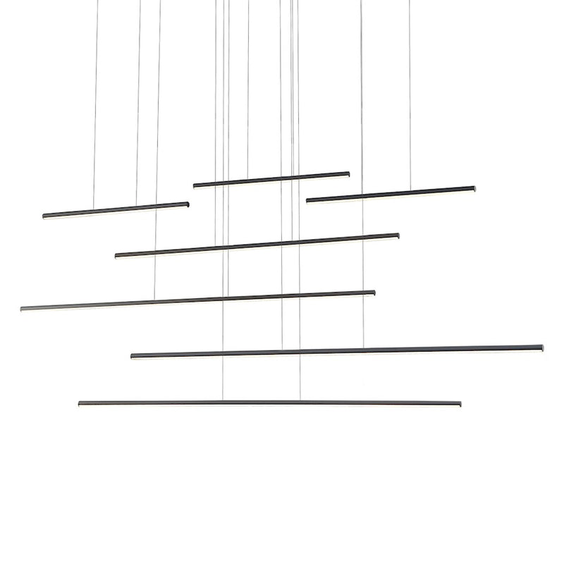 Kuzco Chute Motion 70in LED Multi-Pendant | Industrial Black Aluminum and White Acrylic | Kitchen Island & Office Linear Light | Model MP14970-BK
