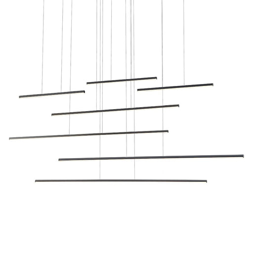 Kuzco Chute Motion 70in LED Multi-Pendant | Industrial Black Aluminum and White Acrylic | Kitchen Island & Office Linear Light | Model MP14970-BK