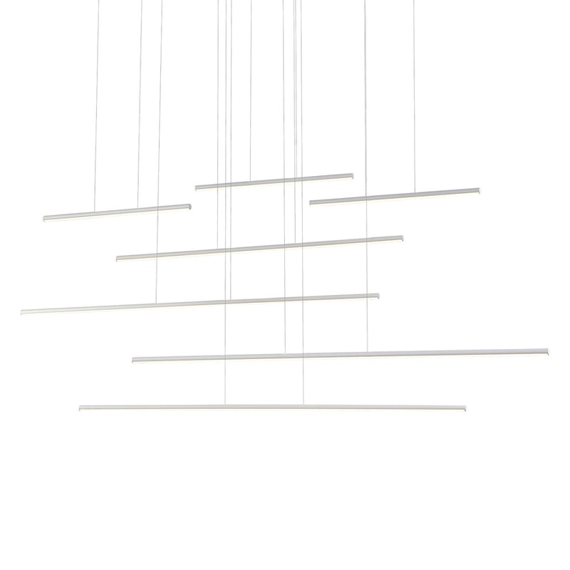 Kuzco Chute Motion 70in LED Multi Pendant | Modern White Aluminum and White Acrylic Diffuser | Kitchen Island & Dining Room | Model MP14970-WH