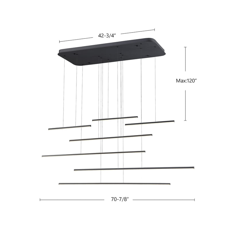 Kuzco Chute Motion 70in LED Multi Pendant | Modern White Aluminum and White Acrylic Diffuser | Kitchen Island & Dining Room | Model MP14970-WH