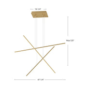 Kuzco Vega Minor 47in 3-Light LED Multi Pendant | Modern Brushed Gold and White Acrylic | Kitchen Island & Dining Room | 6237lm | Model MP18203-BG