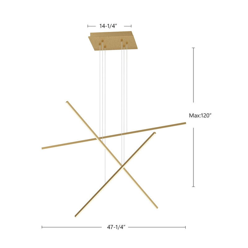 Kuzco Vega Minor 47in 3-Light LED Multi Pendant | Modern Brushed Gold and White Acrylic | Kitchen Island & Dining Room | 6237lm | Model MP18203-BG