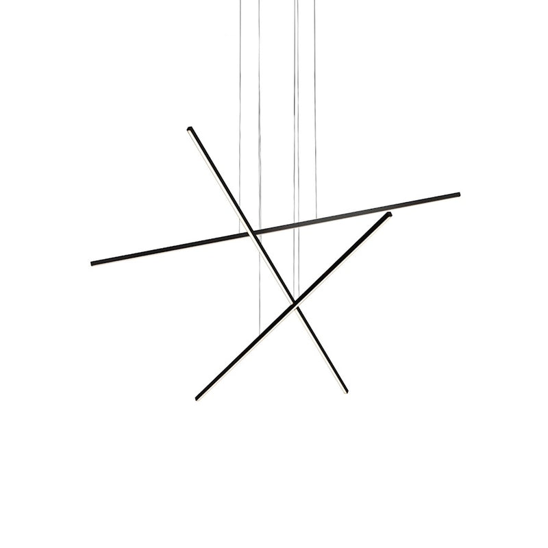 Kuzco Vega Minor 47in 3-Head LED Multi Pendant | Black Aluminum and White Acrylic Diffuser | Kitchen Island & Dining Room | Model MP18203-BK