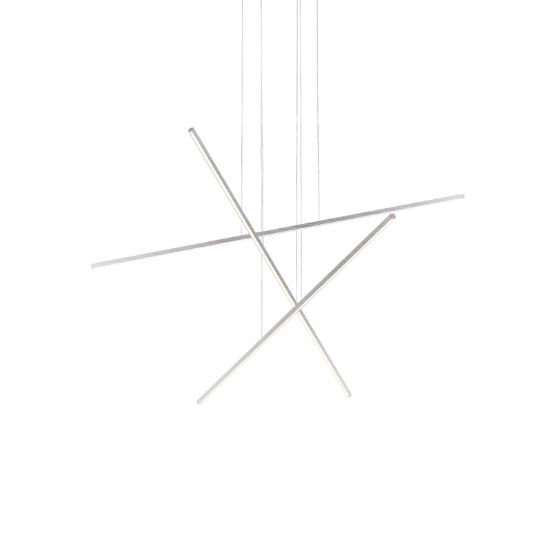 Kuzco Vega Minor 47in 3-Light LED Multi Pendant | Modern Brushed Nickel and White Acrylic Diffuser | Kitchen Island & Dining Room | Model MP18203-BN