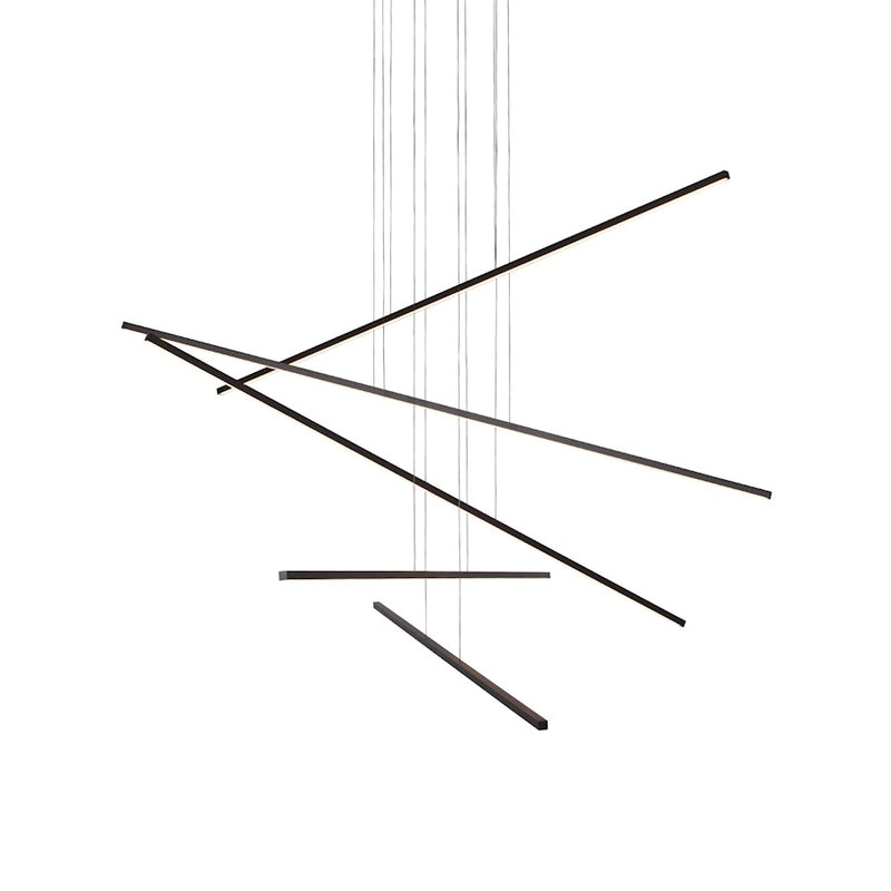 Kuzco Vega Minor 45in 5-Light LED Linear Pendant | Modern Black and White Acrylic Diffuser | Kitchen Island & Dining Room | Model MP18205-BK