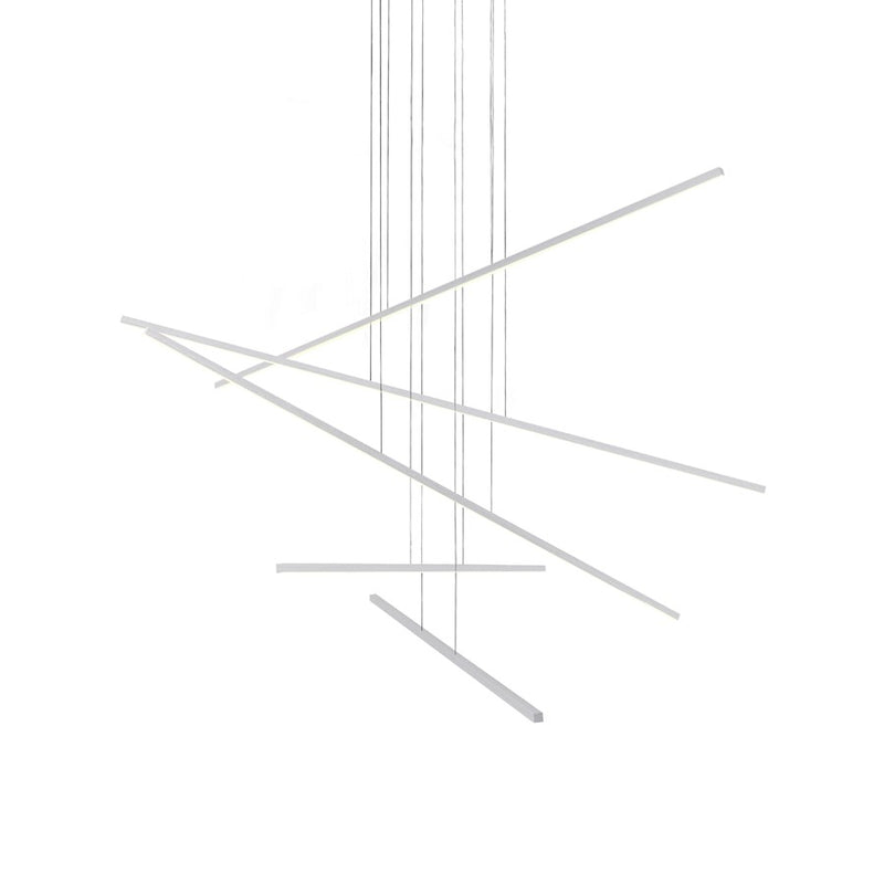 Kuzco Vega Minor 47in 5-Light Multi Pendant | Modern Brushed Nickel and White Acrylic Diffuser | Kitchen Island & Dining Room | Model MP18205-BN